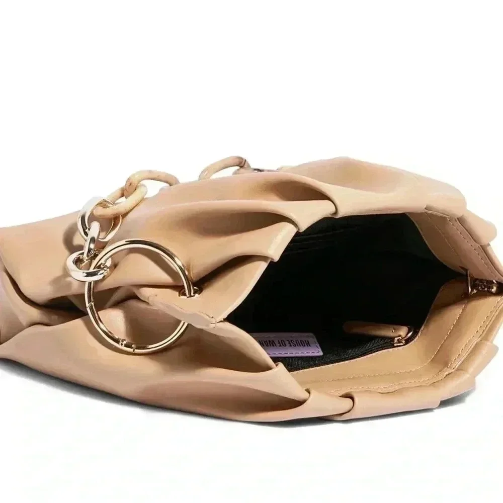 HOUSE OF WANT VEGAN LEATHER‎ CHILL CLUTCH PURSE Tortoise Gold HANDBAG